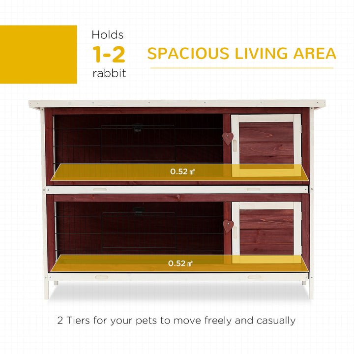 MCL Rabbit Hutch Outdoor 2-Tier Guinea Pig Cage Bunny House Cage with No-Leak Trays for Indoor and Outdoor 136 x 50 x 93cm