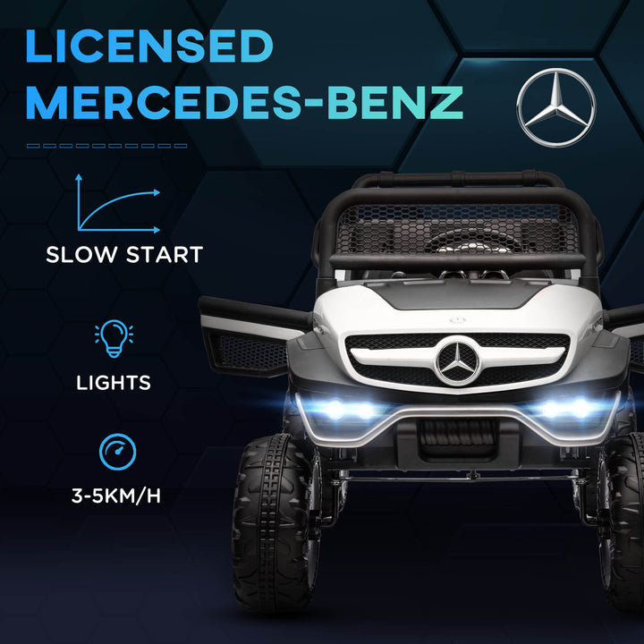 HOMCOM Mercedes-Benz Kids' Ride-On: 12V Battery Power, Remote Control, Lights & Horns, White