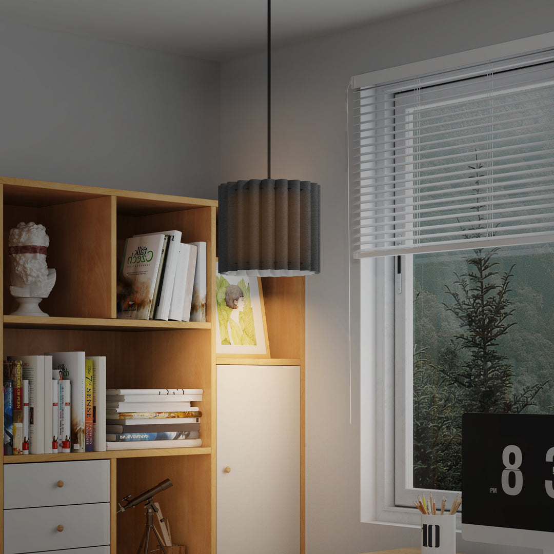 Linen Pendant Light, Modern Wave Ceiling Light Shade, E27 Lampshade for Living Room, Bedroom, Kitchen, Hallway, Black