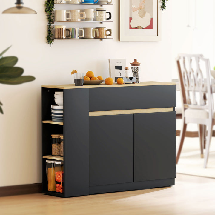 Kitchen Island, Storage Cabinet with Adjustable Shelf, 2 Drawers, 3 Op