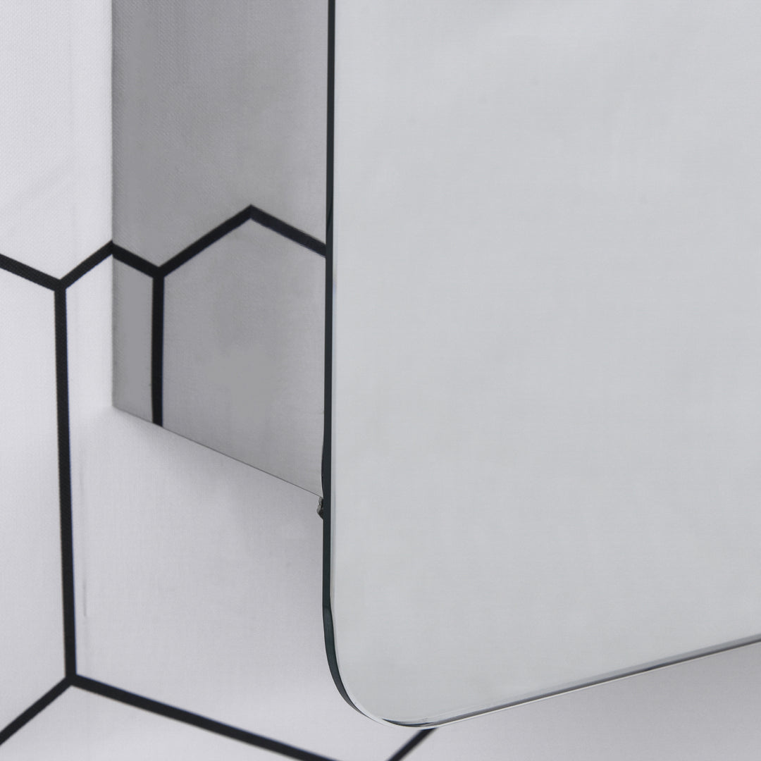 MCL Bathroom Storage Cabinet w/Sliding Mirror Door, Wall Mounted Bathroom Cabinet with 3 Shelves, Stainless Steel Frame, 46W x 66H cm