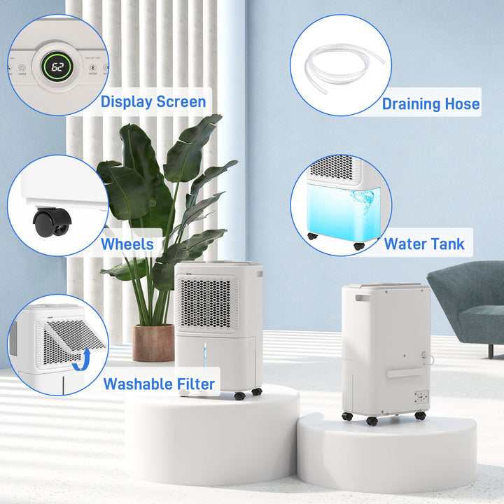 12L Dehumidifier, with Touch Panel LED Screen - White