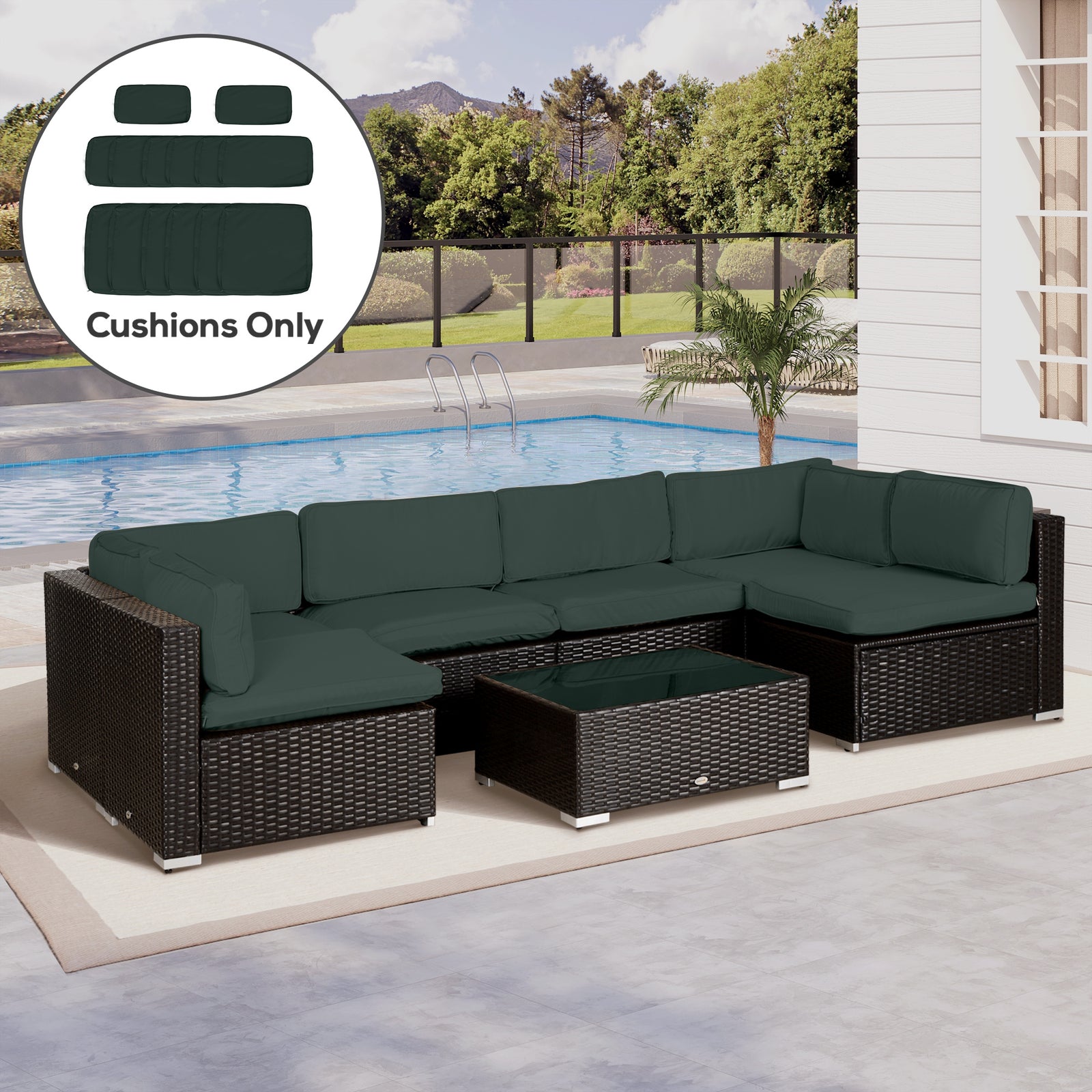 Garden Rattan Sofa Cushion Polyester Cover Replacement Outdoor- No Cushion Included, Dark Grey