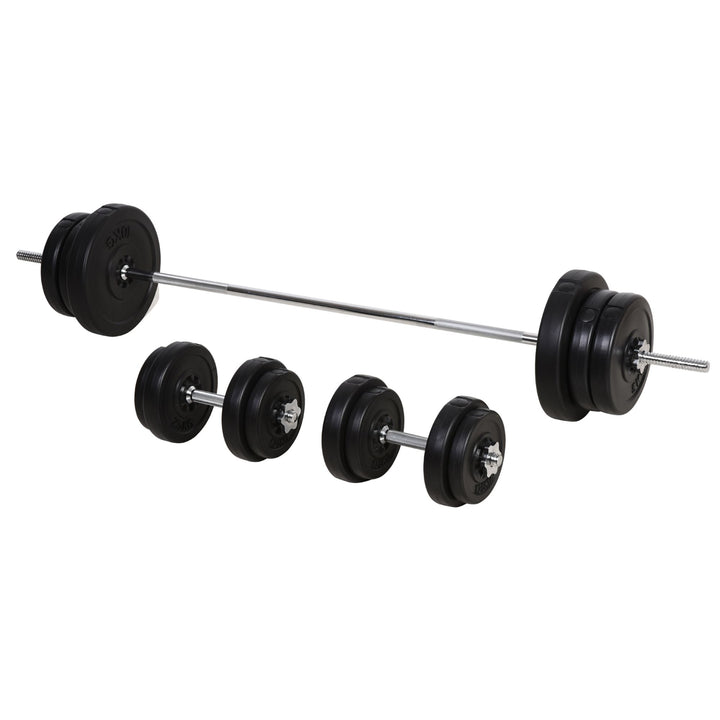 HOMCOM 65kg Adjustable Barbell Weights Set, 2 in 1 Dumbbells and Barbell Set w/ Knurled Bar, Free Weights Training Equipment for Gym | Aosom UK