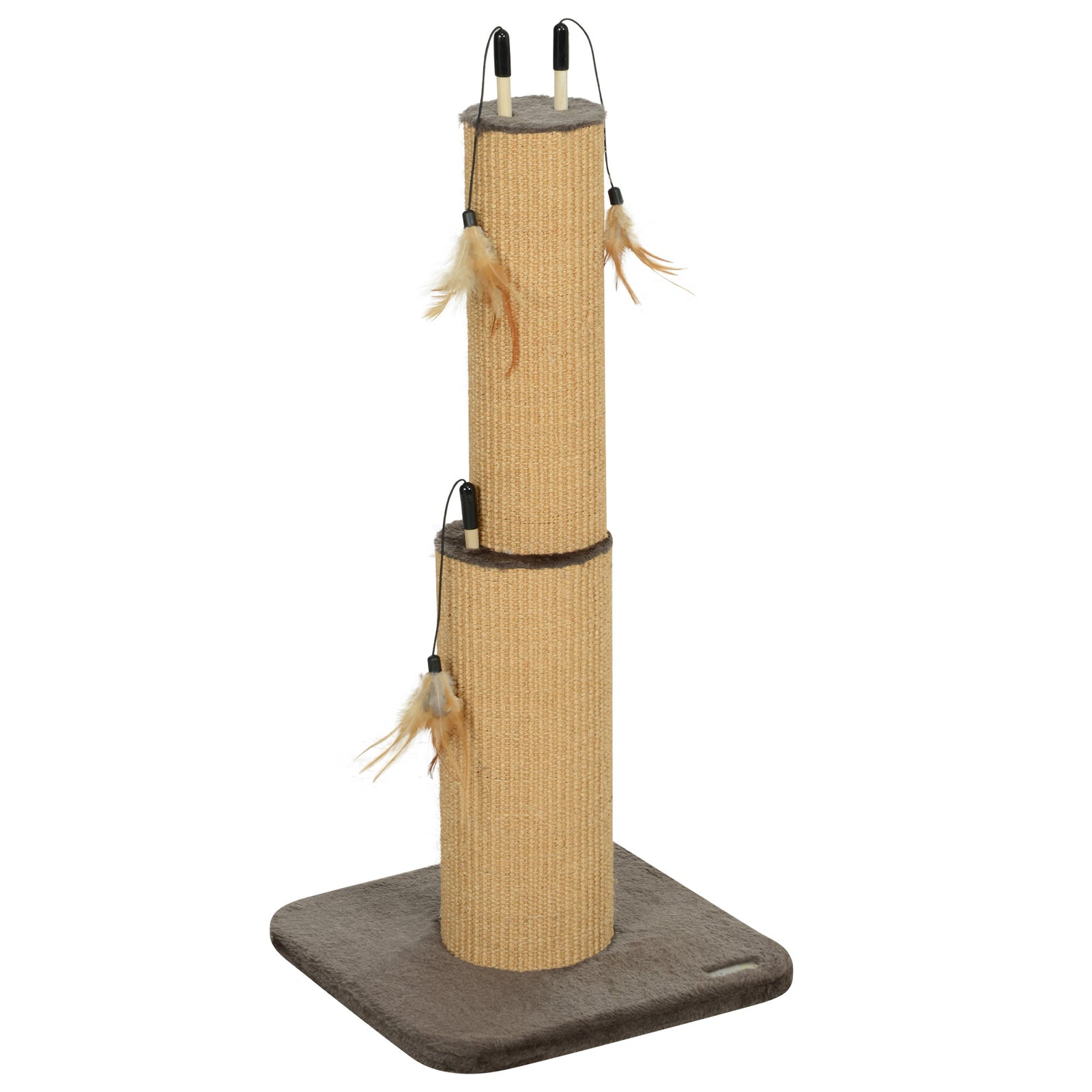 78cm 2-in-1 Cat Scratching Post with 3 Toy Feathers, Brown