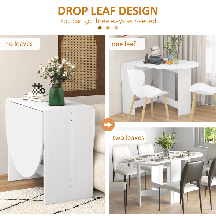 Folding Dining Table, Drop Leaf Table for Small Spaces, Oval Tabletop for Dining Room, Ash Wood-Effect