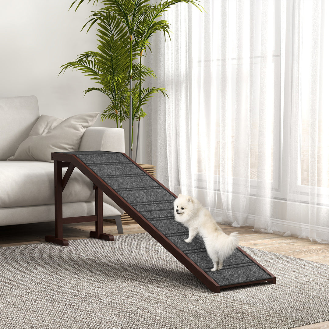 MCL Pet Ramp for Dogs with Non-Slip Carpet and Top Platform - Brown & Grey