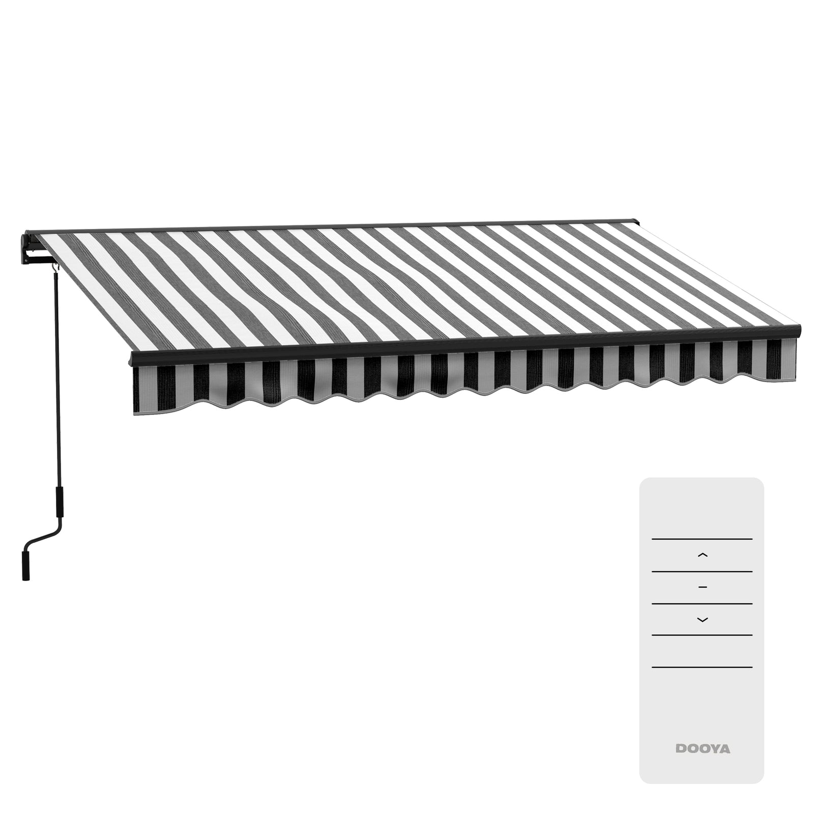 2.5 x 3.5m Aluminium Frame Electric Awning, with Remote - Grey/White