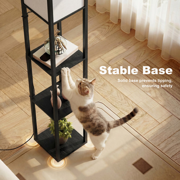 Floor Lamp with Shelves, 3 Layer Column Modern Standing Lamp for Livin