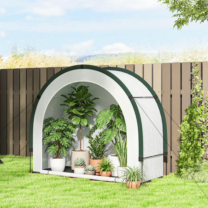Foldable Small Greenhouse, Portable Green House Mini Greenhouse with Zipper Door, PE Base, 200 x 80 x 164 cm