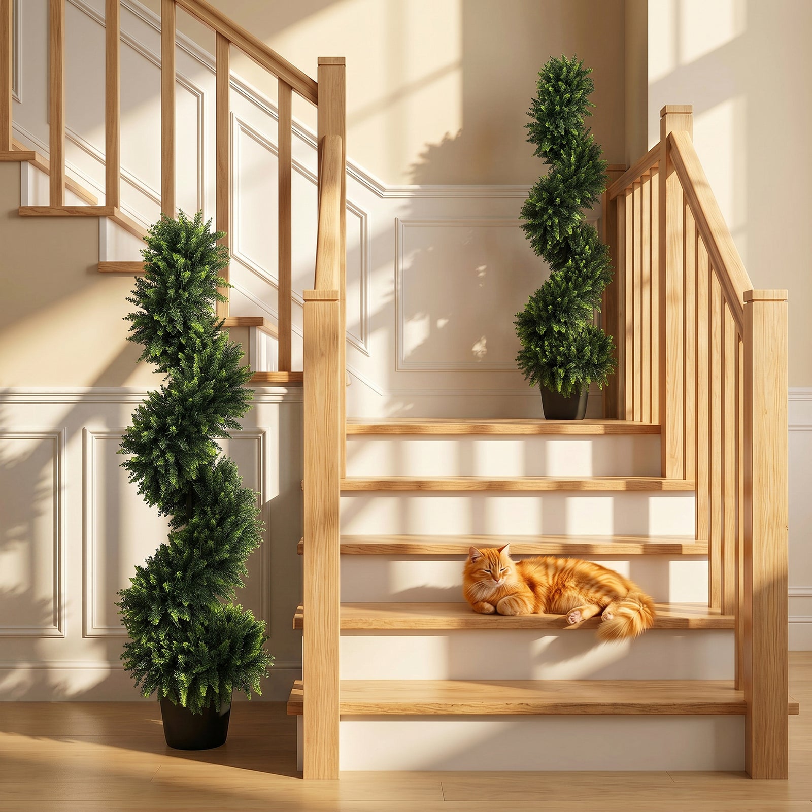 Decorative Artificial Plants Set of 2, UV Resistant Fake Plants in Pot