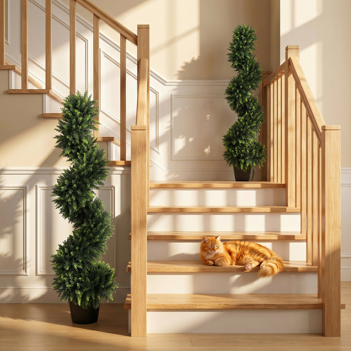 Decorative Artificial Plants Set of 2, UV Resistant Fake Plants in Pot