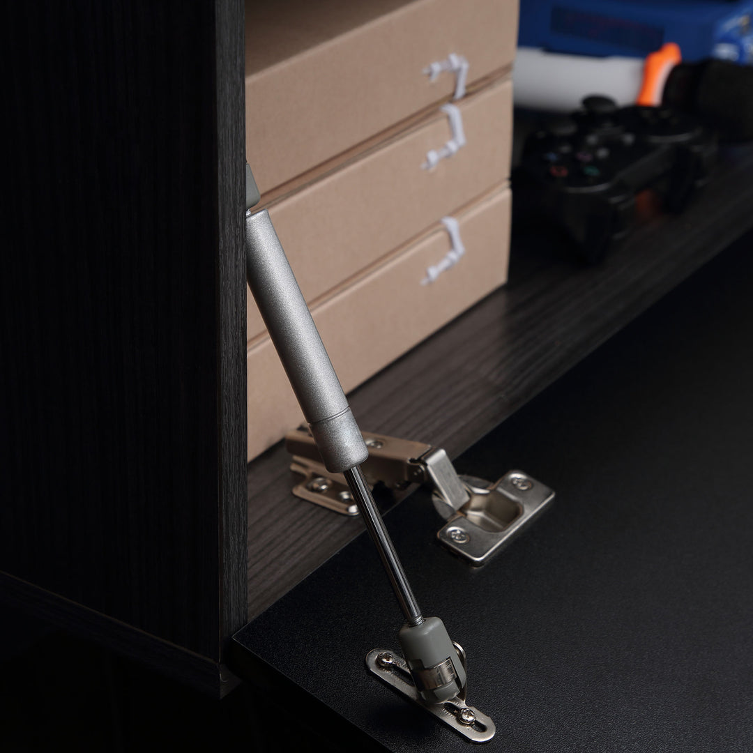 MCL 160cm High Gloss Floating TV Unit Stand for TVs up to 70", Wall Mounted TV Cabinet with Storage Cupboards, Grey and Black