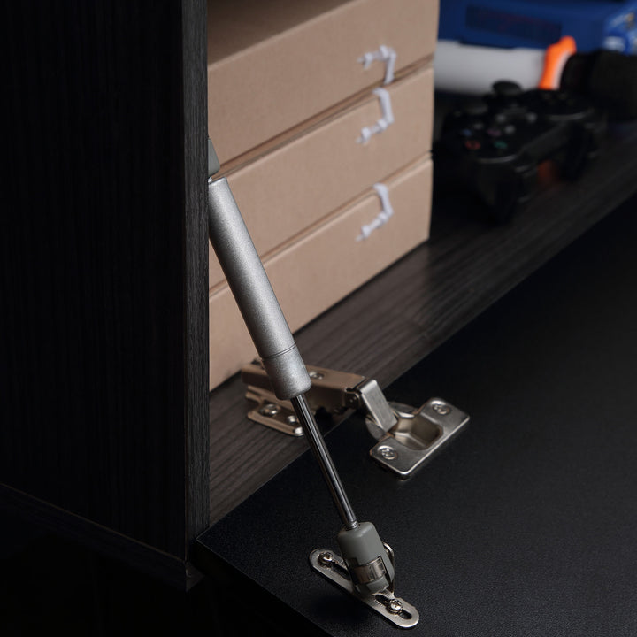 MCL 160cm High Gloss Floating TV Unit Stand for TVs up to 70", Wall Mounted TV Cabinet with Storage Cupboards, Grey and Black