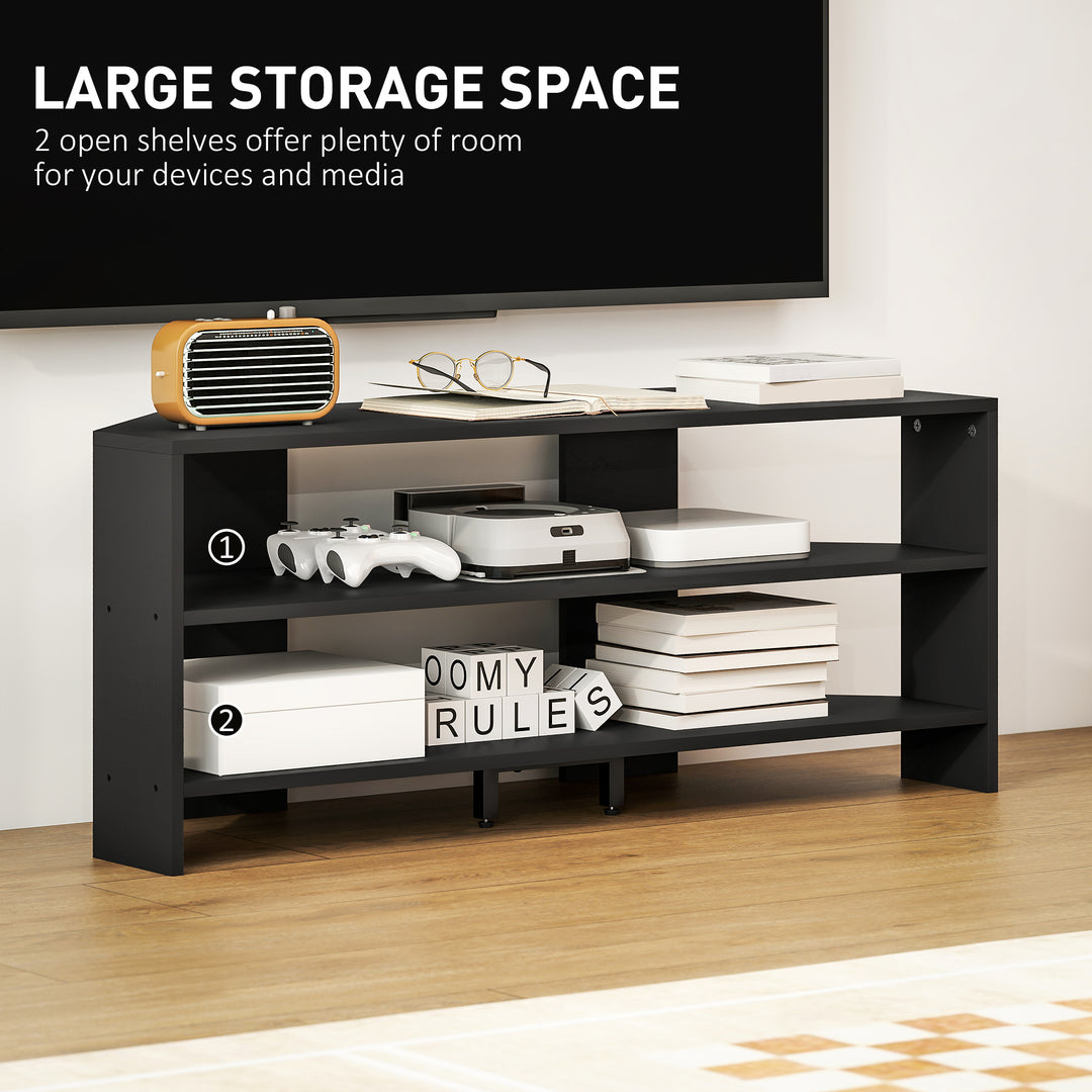 Corner TV Stand with 2 Open Shelves for 47 Inch TV - Black