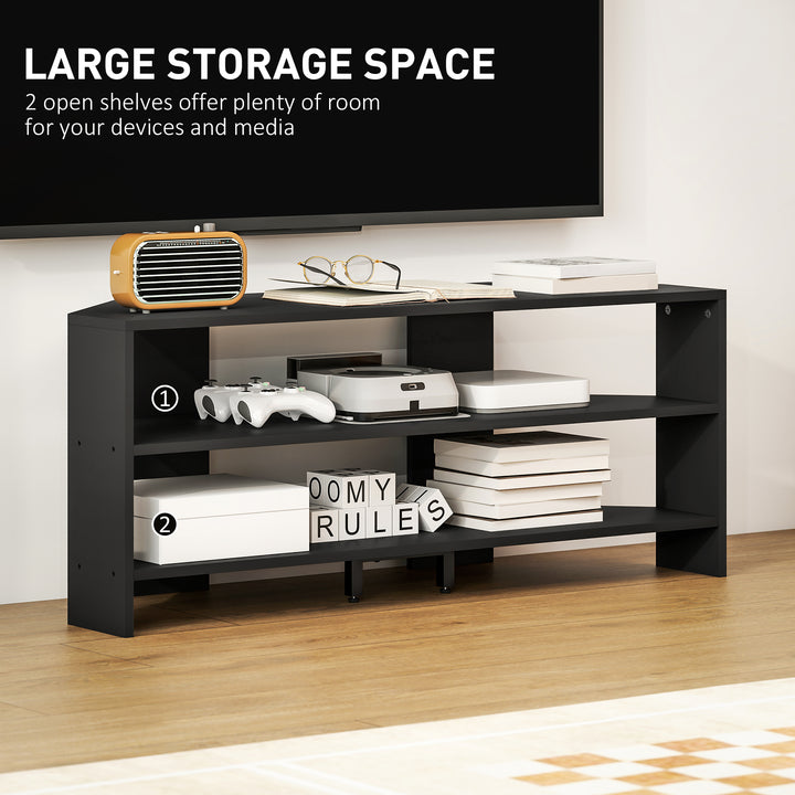 Corner TV Stand with 2 Open Shelves for 47 Inch TV - Black