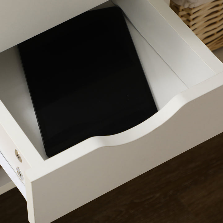 L Shaped Desk, 120cm Computer Desk, Corner Desk with 2 Drawers and 3 Storage Compartments for Home Office, Study Workstation, White