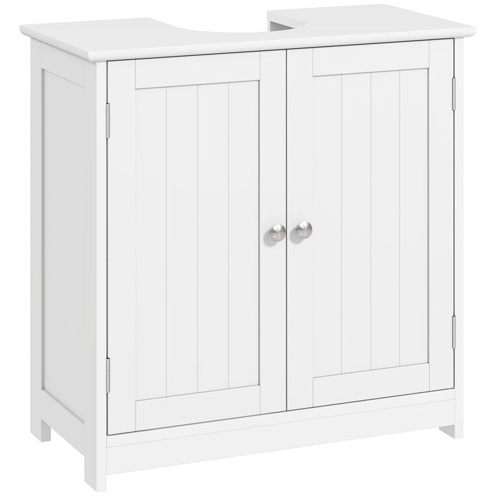 MCL Under Sink Bathroom Cabinet, Freestanding Under Sink Cabinet with 2 Doors and Adjustable Shelf for Basin without or with Pedestal, White