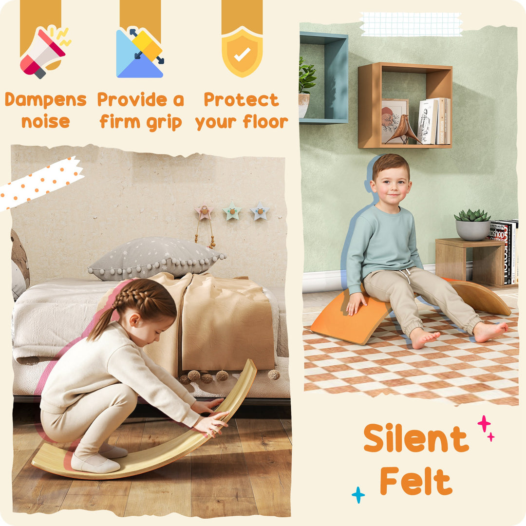 Wooden Balance Board for Kids, Wobble Board with Silent Felt for Sensory Play