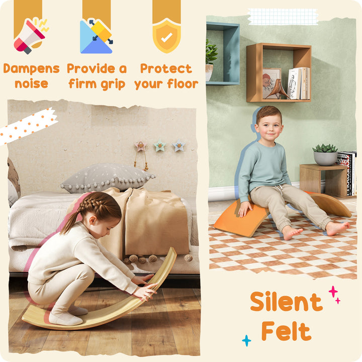 Wooden Balance Board for Kids, Wobble Board with Silent Felt for Sensory Play