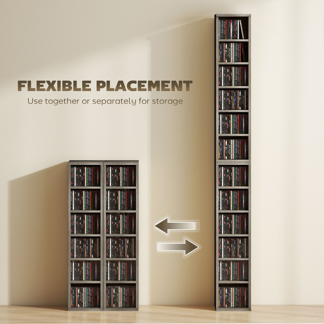Set of 2 CD Media Display Shelf Unit Tower Rack with Adjustable Shelve
