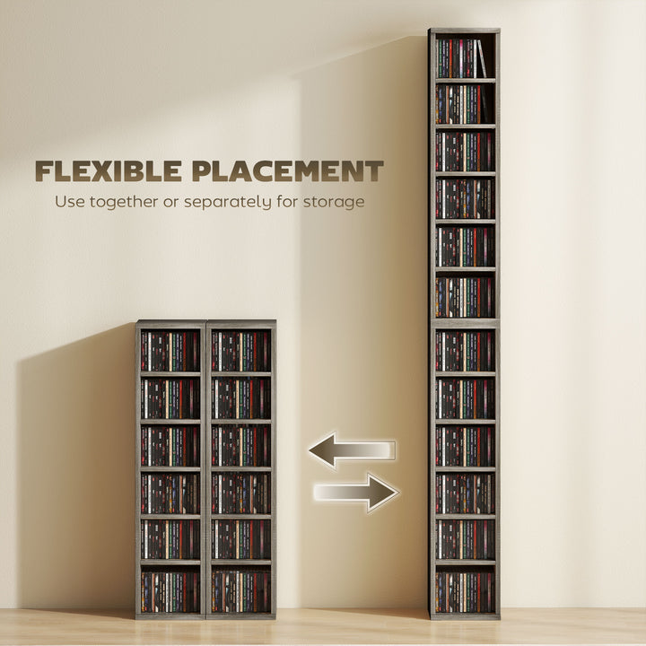 Set of 2 CD Media Display Shelf Unit Tower Rack with Adjustable Shelve