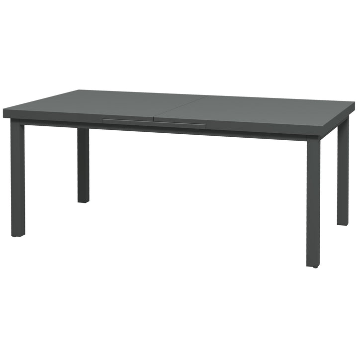 Outsunny Aluminium Garden Table for 6-8, Extending Outdoor Dining Table Rectangle for Lawn Balcony - Charcoal Grey