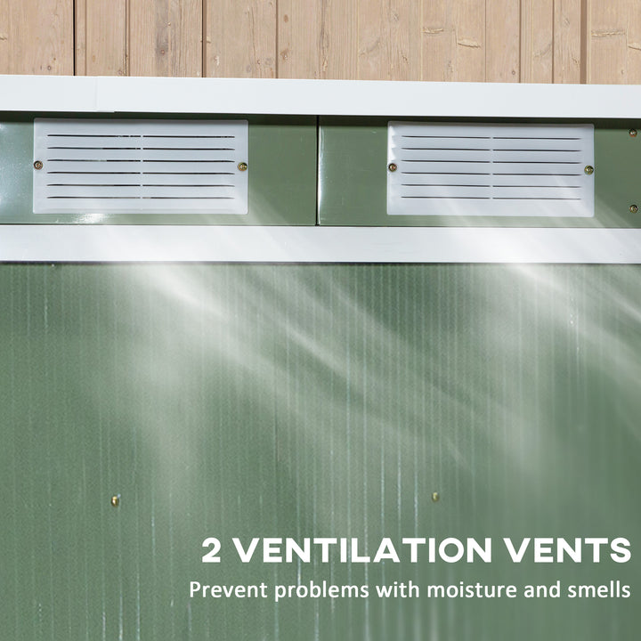 7 x 4ft Galvanised Steel Garden Shed, with Foundation Kit - Green