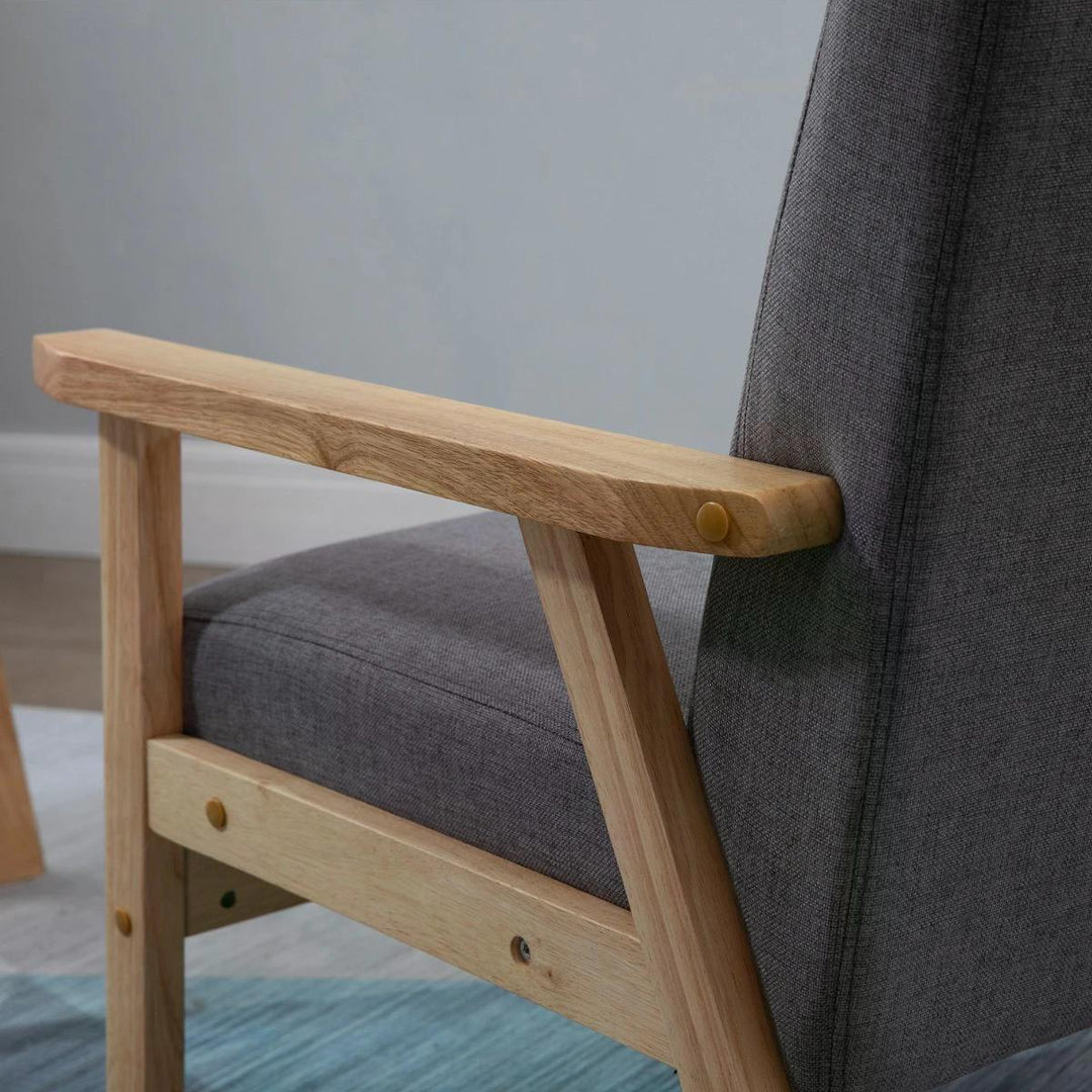 Minimalistic Wooden Frame Accent Chair, with Padded Seat
