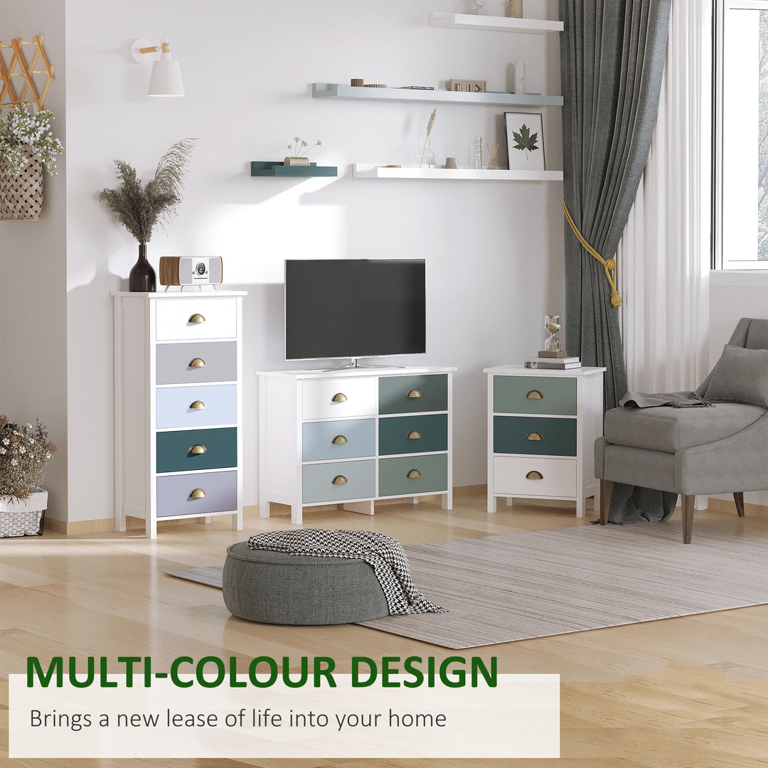 MCL Slim Storage Cabinet Organiser, Chest of Drawers, 5-Drawer Dresser with Metal Handle for Living Room, Bedroom, Blue