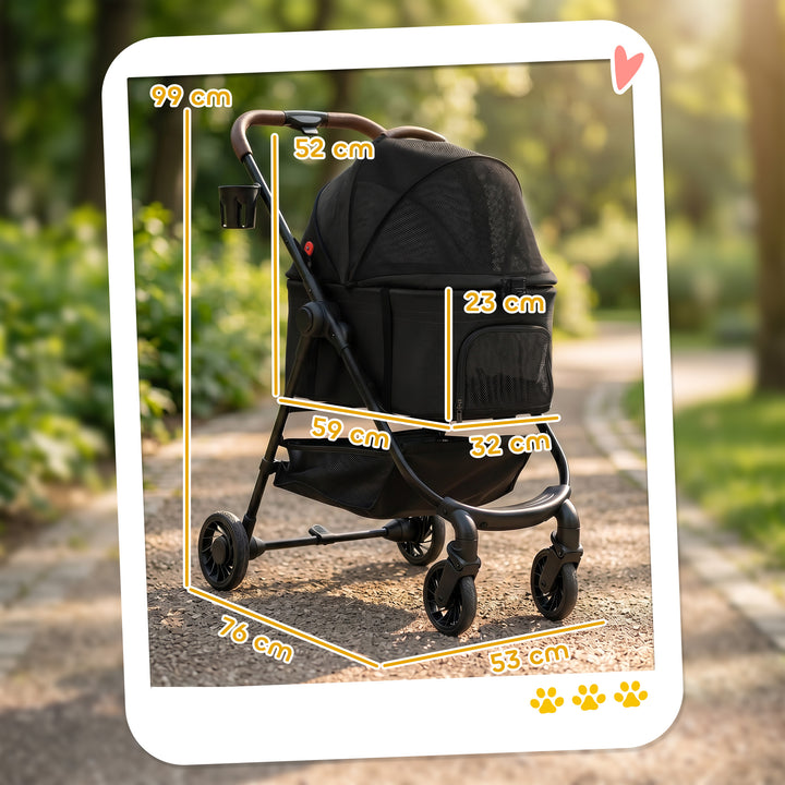 Dog Stroller, 3 in 1 Foldable Pet Stroller for Small Puppy Cat with De
