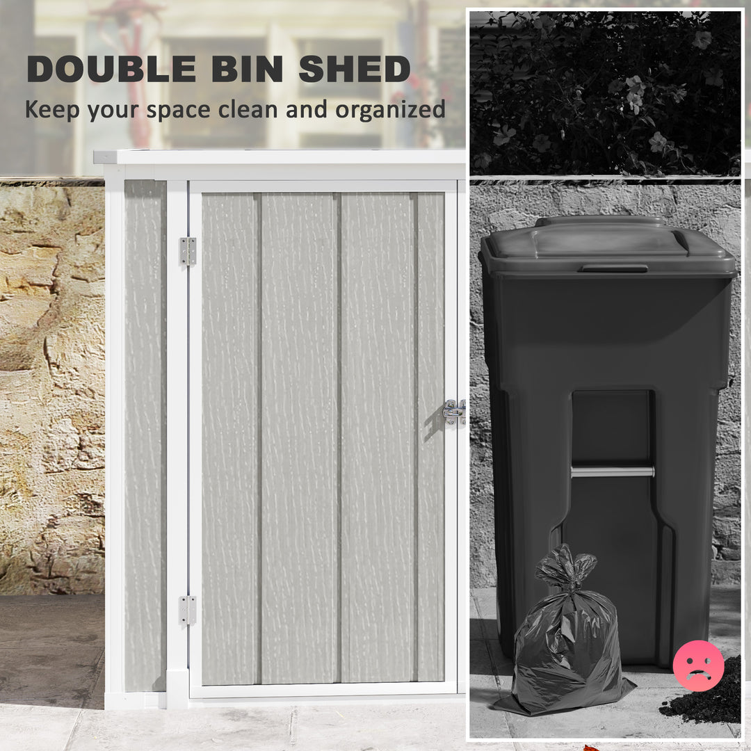 4.7 x 2.5FT Garden Shed, Lockable Outdoor Storage with Openable Lid, Small Shed for 2 Trash Cans, Tools, Patio, Light Grey