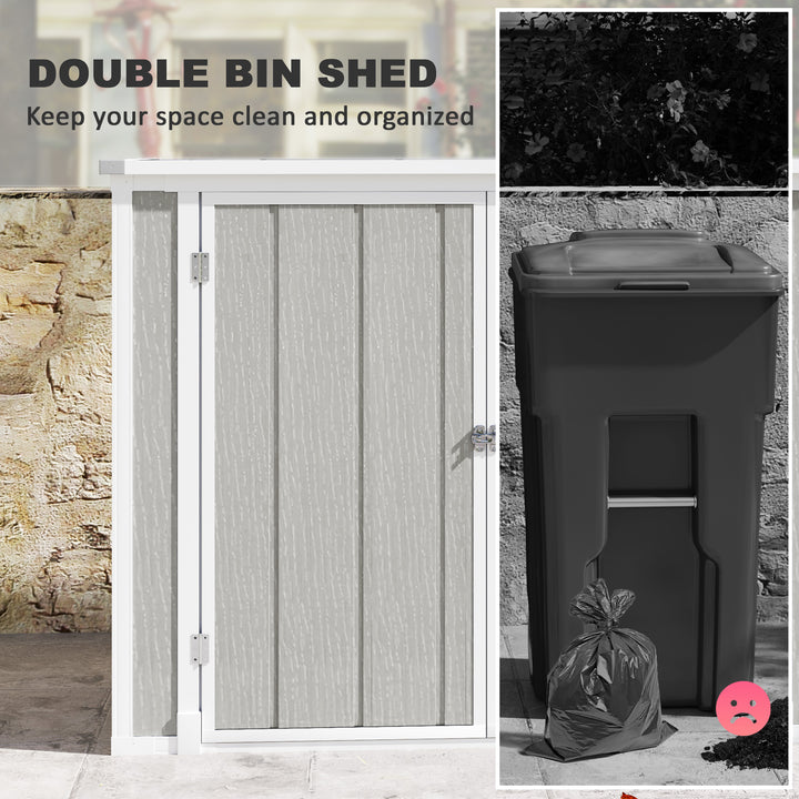 4.7 x 2.5FT Garden Shed, Lockable Outdoor Storage with Openable Lid, Small Shed for 2 Trash Cans, Tools, Patio, Light Grey