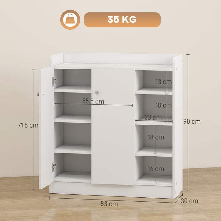 Shoe Storage Cabinet Two Doors w/ Adjustable 4 Shelves Cupboard Footwear Rack Stand Organiser Hallway White