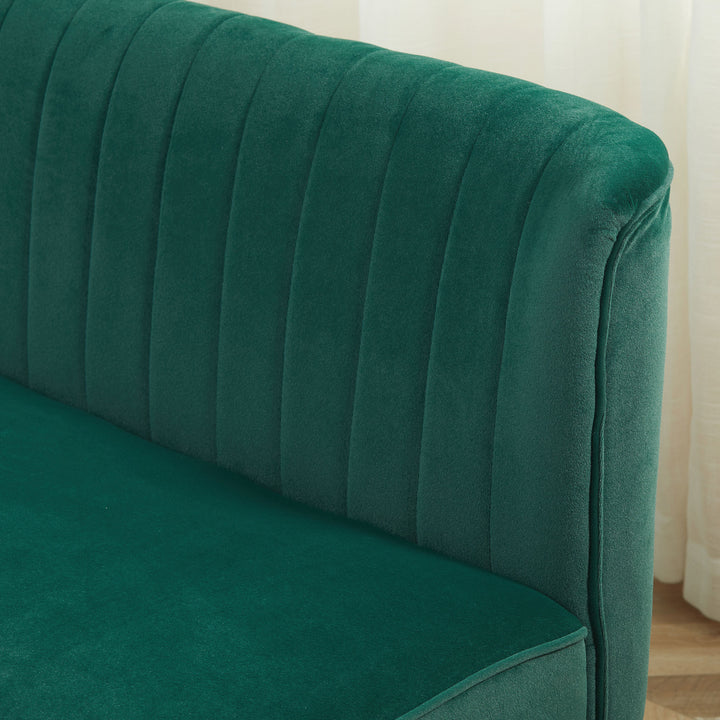 HOMCOM Modern Velvet Double Seat Sofa w/ Wood Frame Foam Padding High Back Soft Comfortable Compact Couch Green