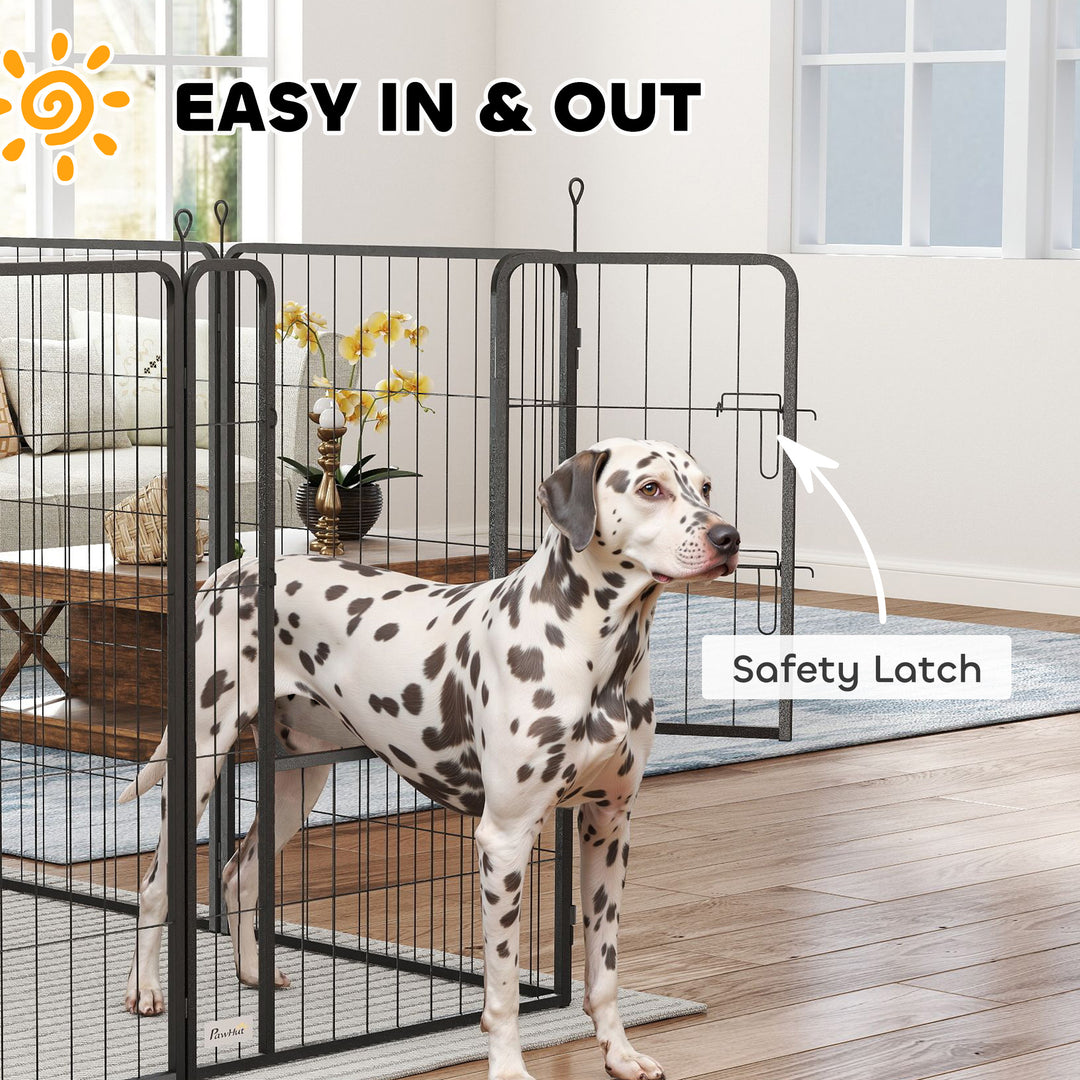 Eight-Panel Dog Playpen with Door, for Large Dogs, Indoors, Outdoors, 100cm Tall, Black
