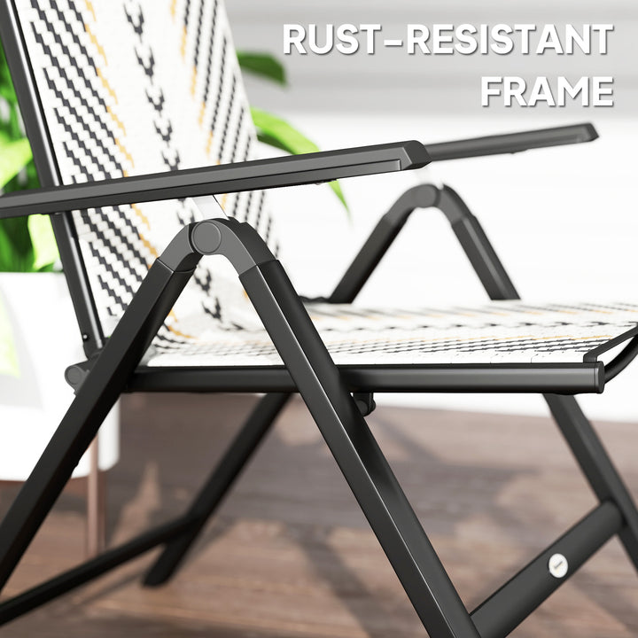 Set of Two Rattan Reclining Garden Chairs - Multicolour