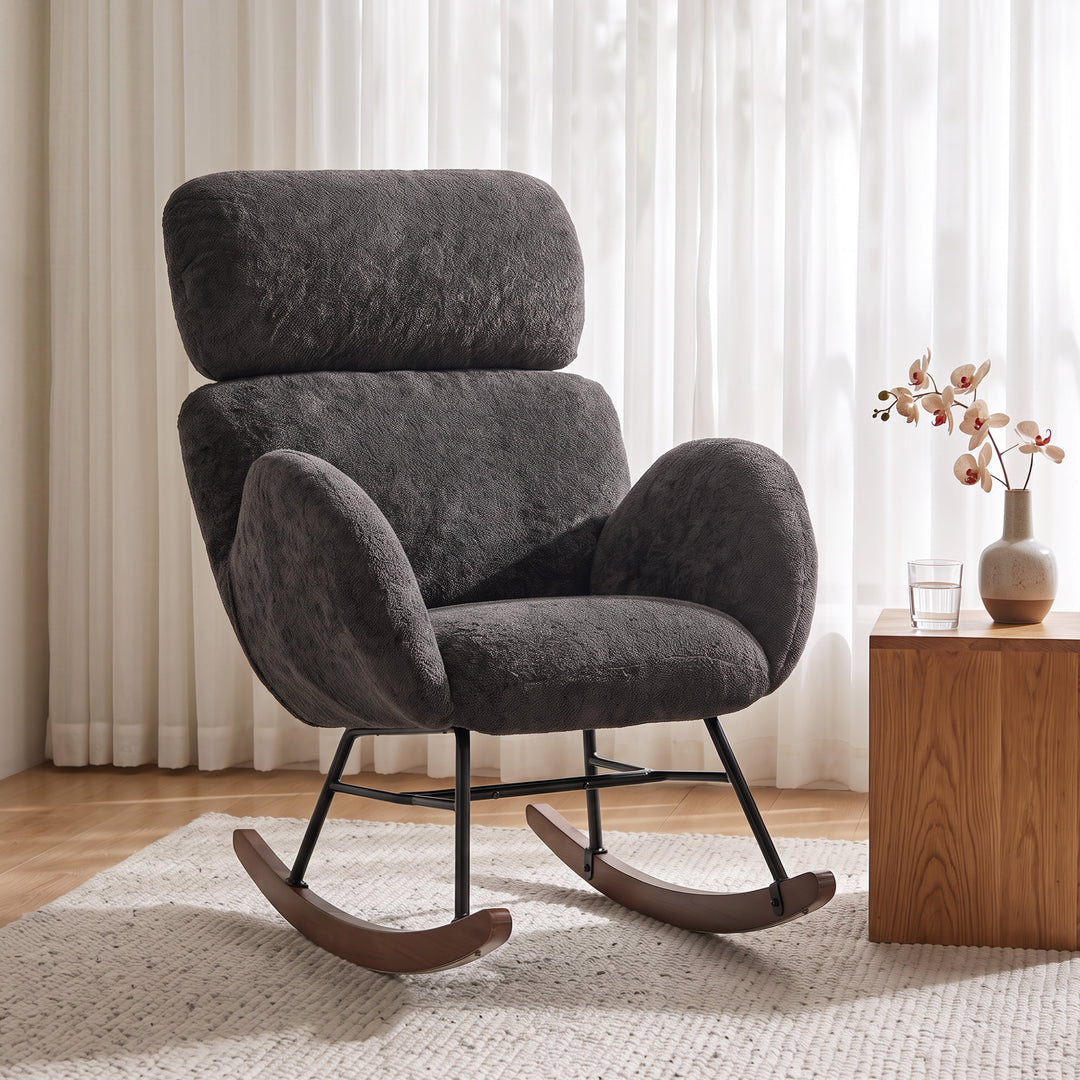 Upholstered Rocking Chair Adjustable Headrest Rocker Chair Raindrop - view 2
