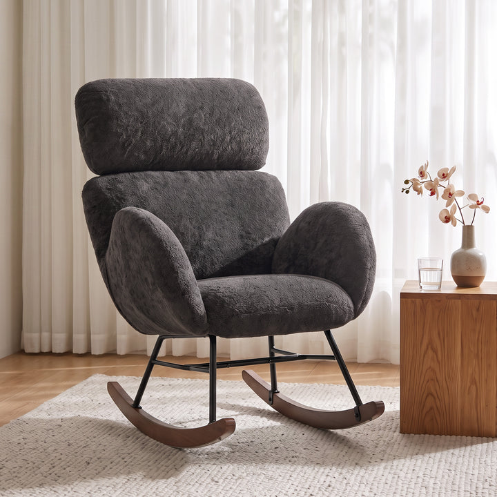 Upholstered Rocking Chair Adjustable Headrest Rocker Chair Raindrop - view 2