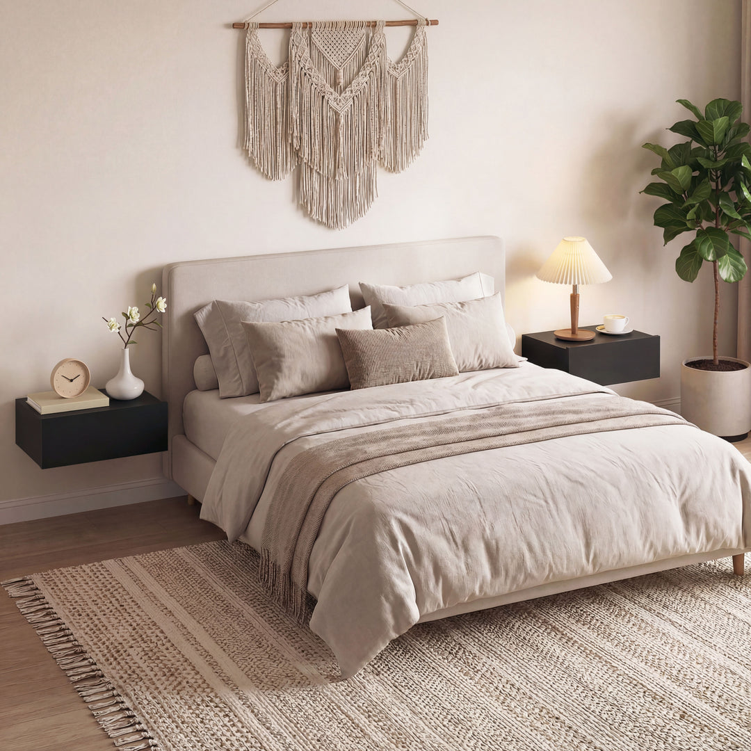 Floating Bedside Table Set of 2, Wall-Mounted Nightstand with Storage 