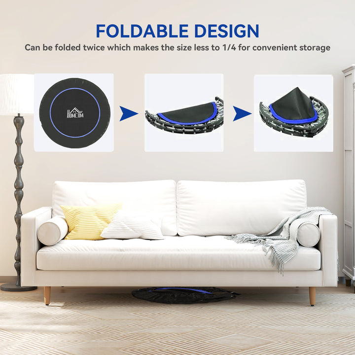 45" Foldable Mini Fitness Trampoline, with Adjustable Foam Handle, Blue