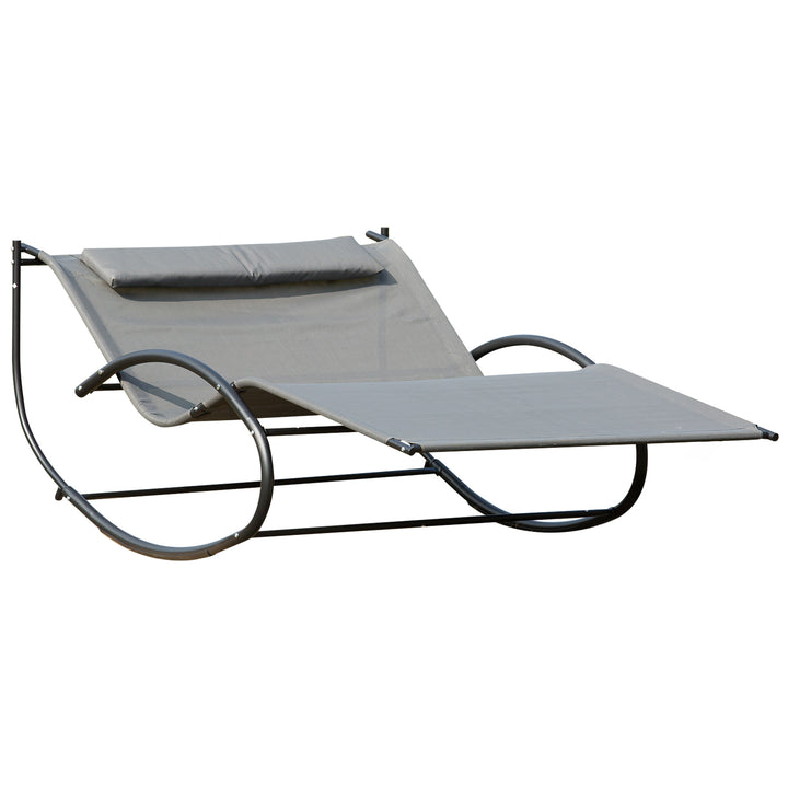 Outsunny Hanging Double Chair, Swing Rock Seat for Outdoor Patio, Garden Sun Lounger, Grey