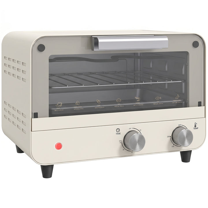 Mini Oven, Small Toaster Oven with Glass Door, Adjustable Temperature 