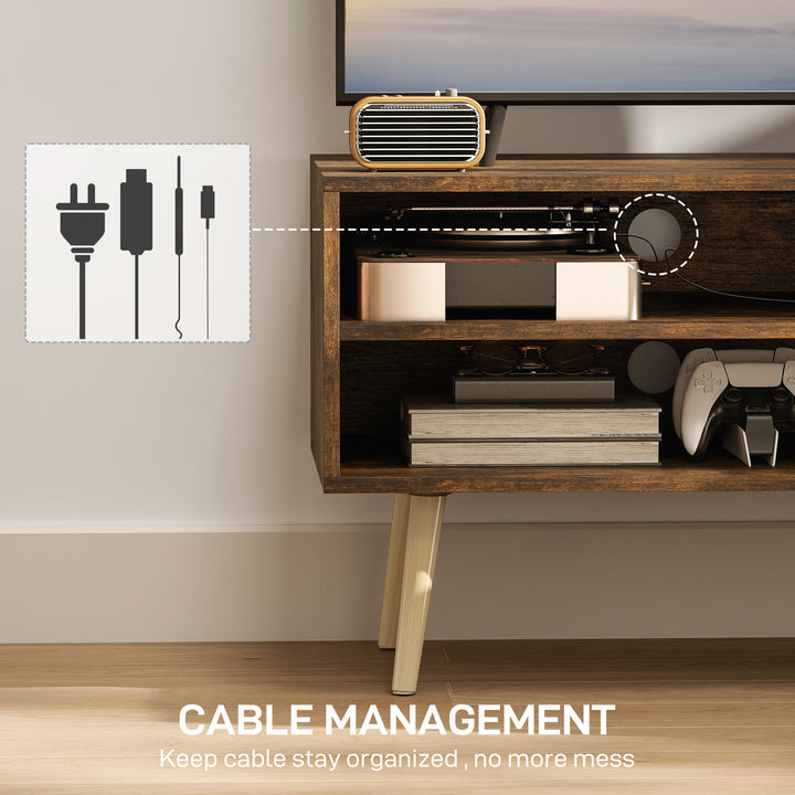 TV Stand up to 55 Inches, TV Unit with Open Shelves and Cable Holes - Brown
