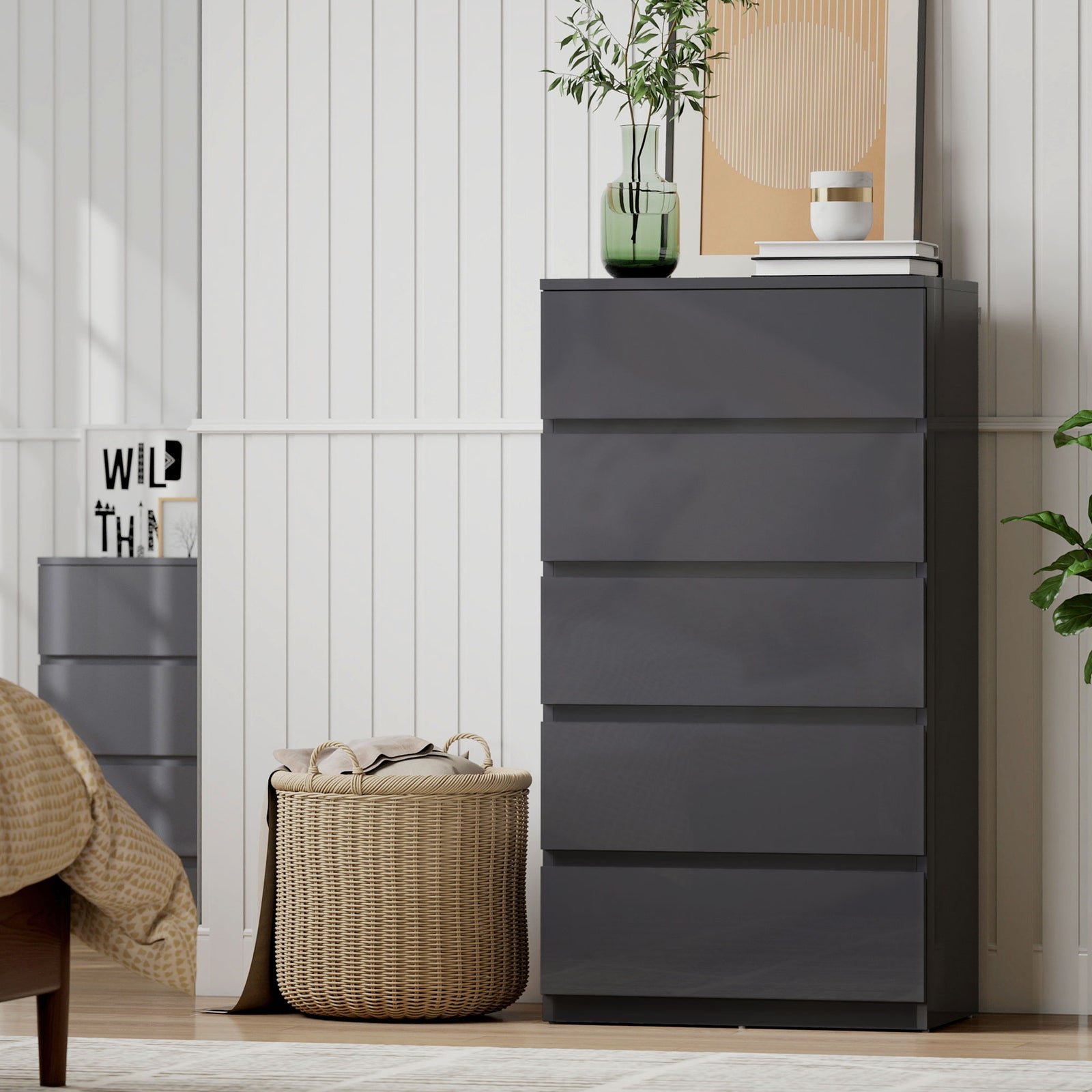 Chest of Drawers, 5-Drawer Storage Cabinets, Modern Dresser, Storage D