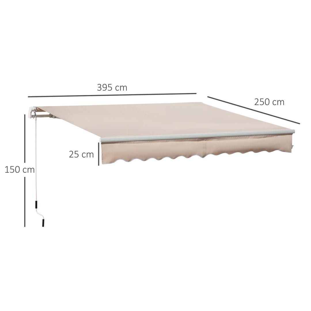 4x2.5m Manual Awning Window Door Sun Weather Shade w/ Handle Beige