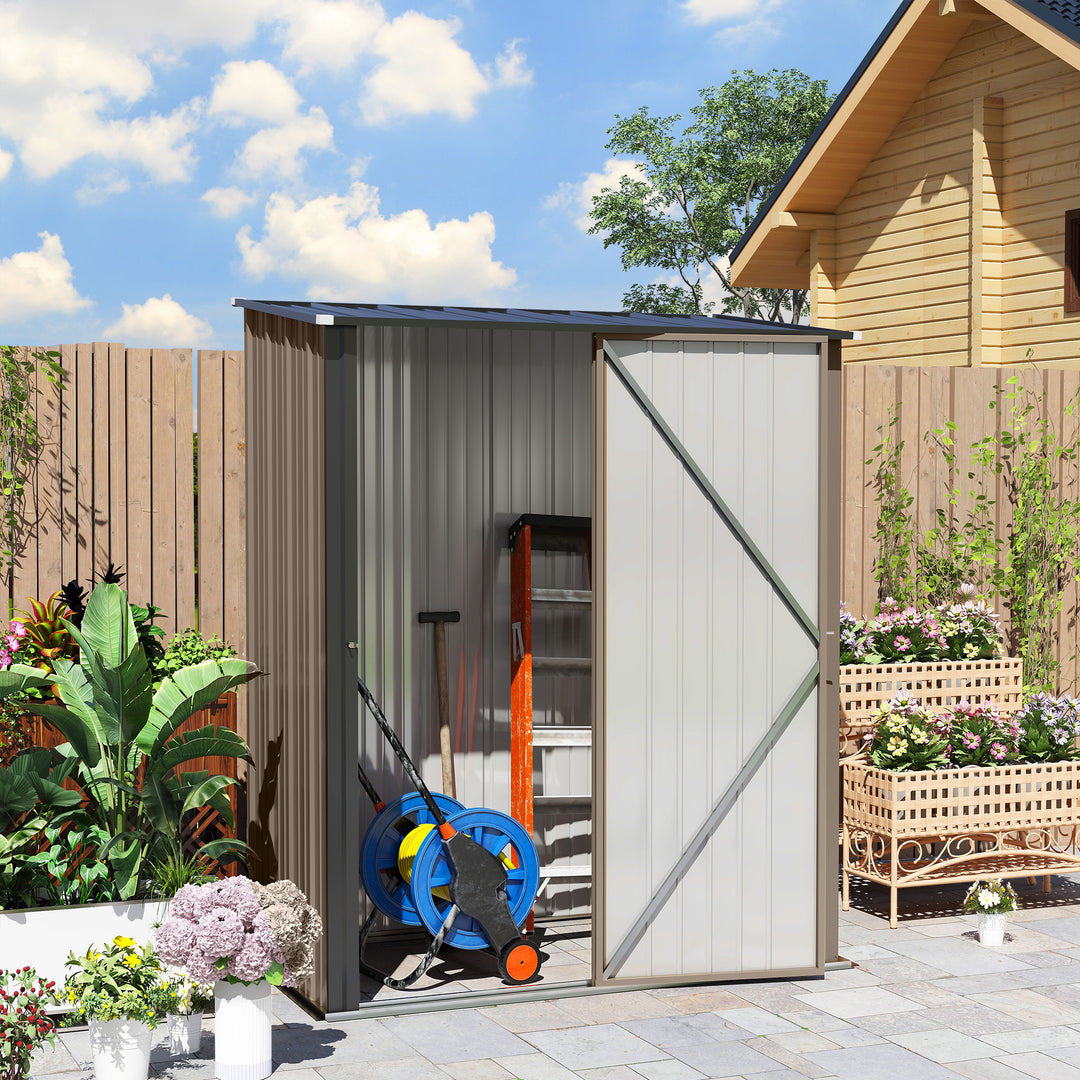 MCL 5.3 x 3.1ft Corrugated Steel Garden Shed - Brown