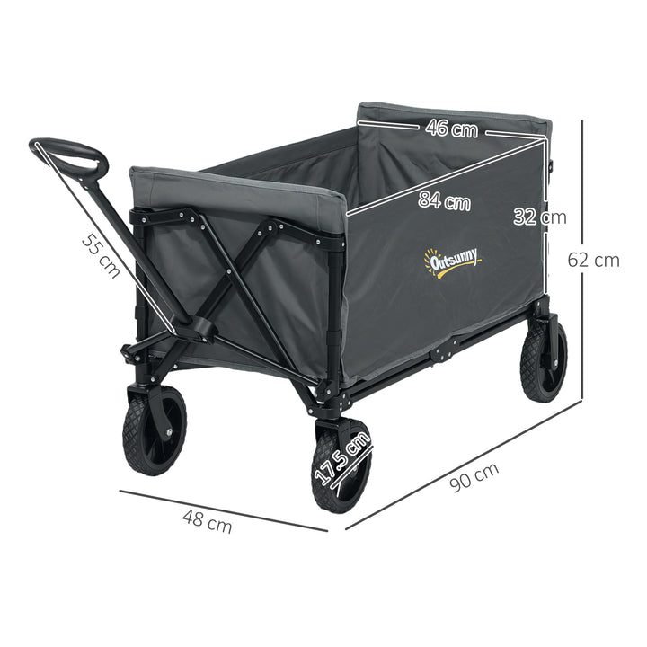 120L Festival Trolley on Wheels, Folding & Compact Camping Trolley Cart with Adjustable Handle for Garden, Beach, Fishing, Grey