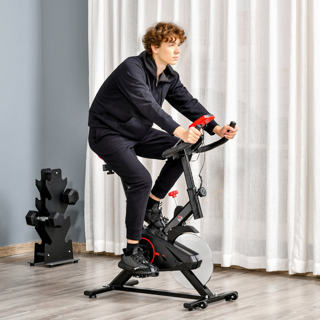 MCL Indoor Upright Exercise Bike Machine, with Adjustable Seat, Resistance, Handlebar, LCD Display