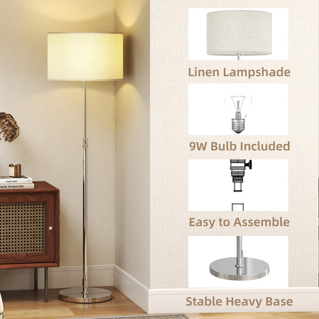 Floor Lamp with Remote, Height Adjustable Standing Lamp with Linen Sha